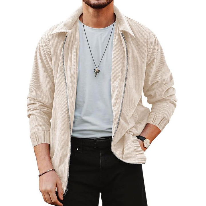 Herren bequeme Cordjacke mit durchgehender Reißverschlussfunktion Aliams
