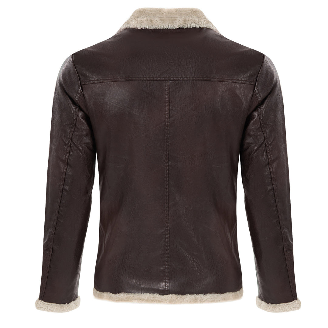 Herren elegante Lederjacke mit Kuschelkragen Aliams