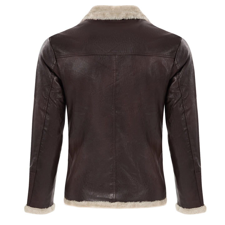 Herren elegante Lederjacke mit Kuschelkragen Aliams