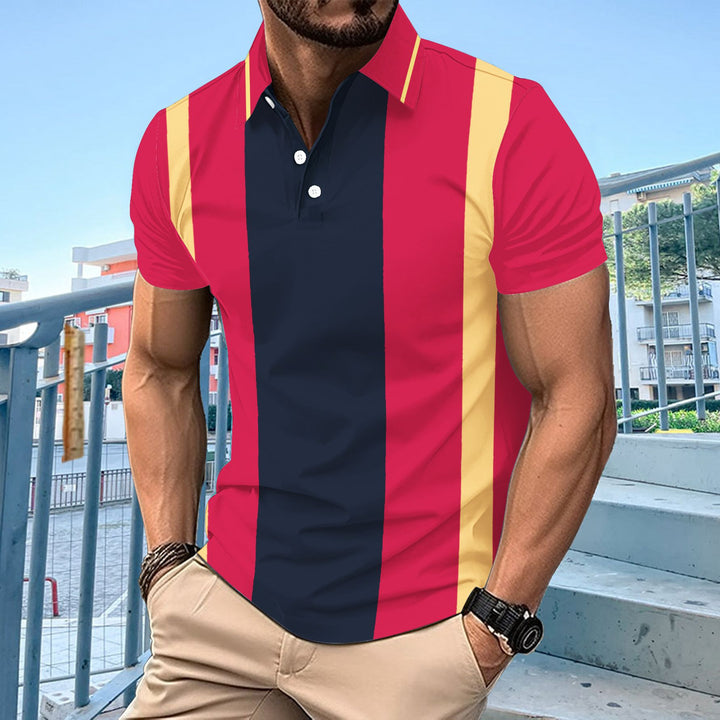 Herren Poloshirt mit modernen Farbblock-Design Aliams