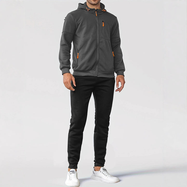 Herren Sportliches Sweatjacken- und Jogginghosen-Set mit funktionalen Taschen Aliams