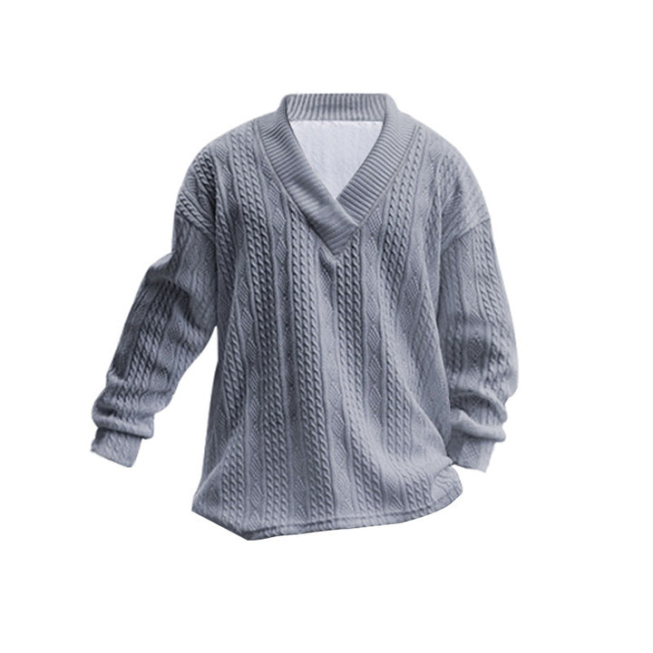 Herren Strickpullover mit V-Ausschnitt und innovativem Kabelstrick-Muster Aliams