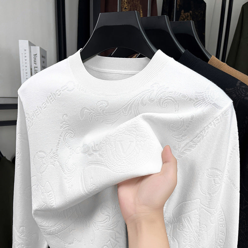 Herren hochwertiger Strickpullover mit 3D-Logo-Dessin Aliams