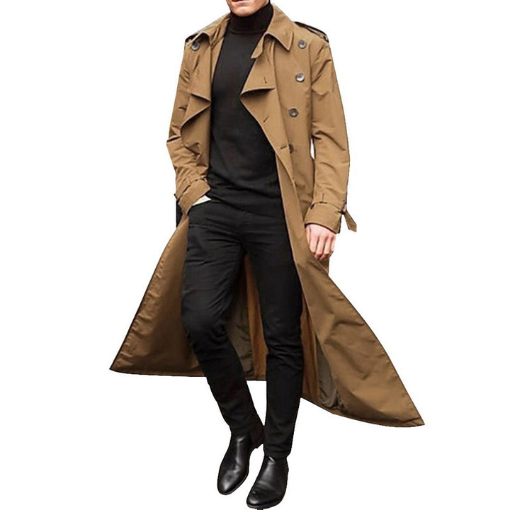 Herren Trenchcoat mit doppelt gelegtem Revers und modischen Knopfdetails Aliams