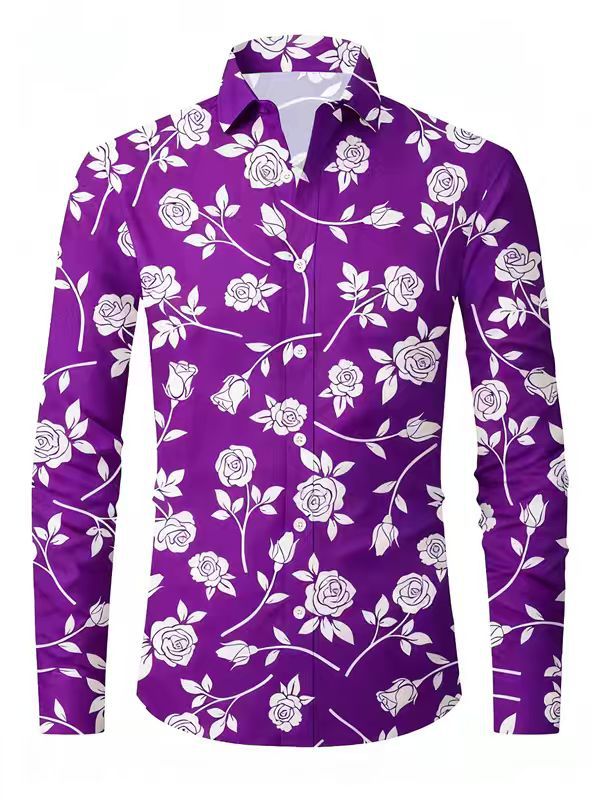 Herren Bluse mit floralem Design Aliams