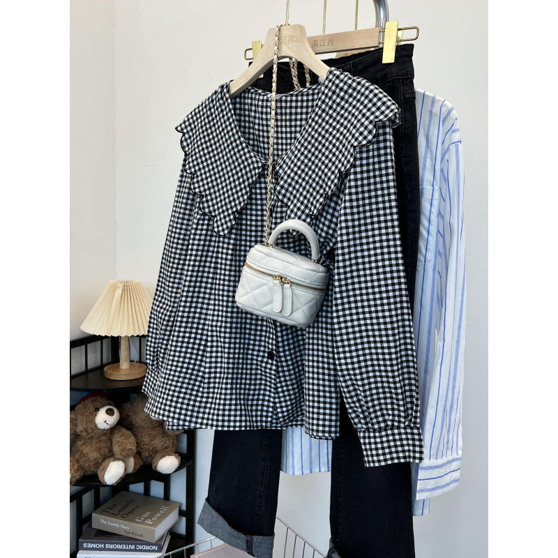 Damen Bluse mit großem Kragen und Rüschendetails Aliams