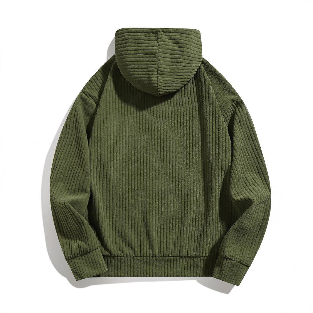 Herren Freizeithoodie mit Rippstruktur und Kängurutasche Aliams