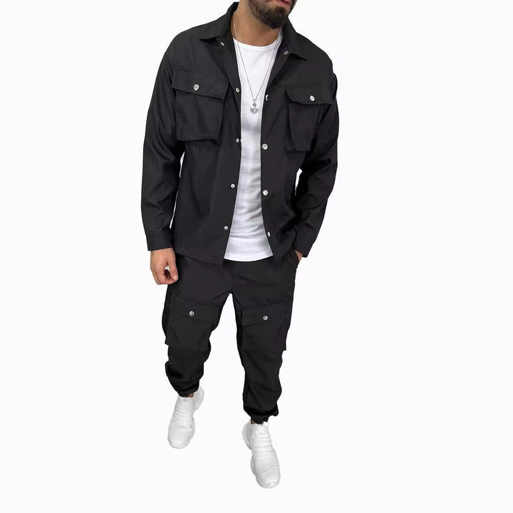 Herren Cargo-Hemd- und Hose-Set mit praktischen Taschen und modischem Schnitt Aliams