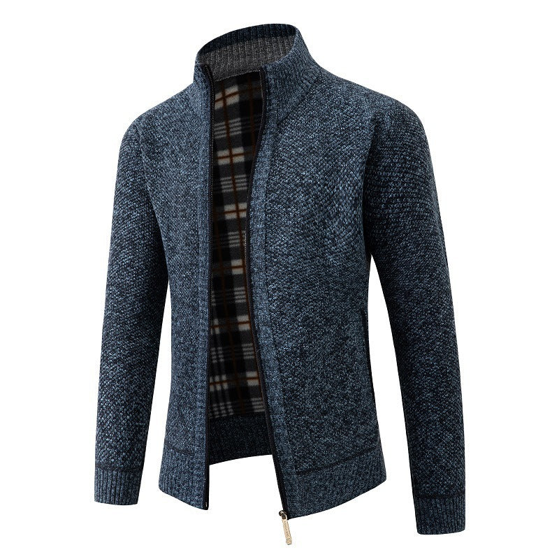 Herren elegante Strickjacke mit hohem Kragen und praktischem Reißverschluss Aliams