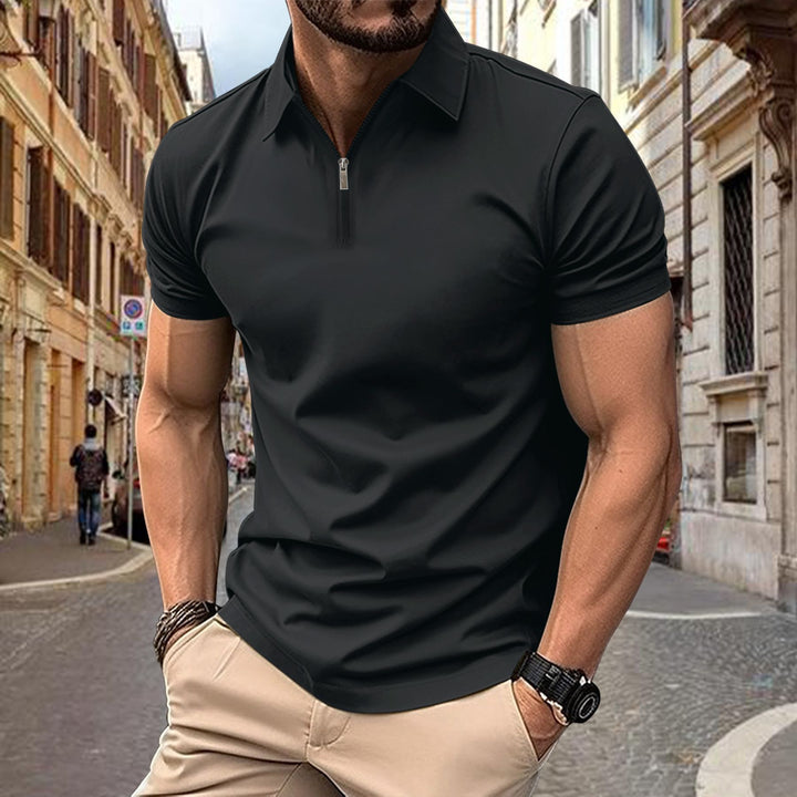 Herren Poloshirt mit kurzem Reißverschluss und modernem Stehkragen Aliams