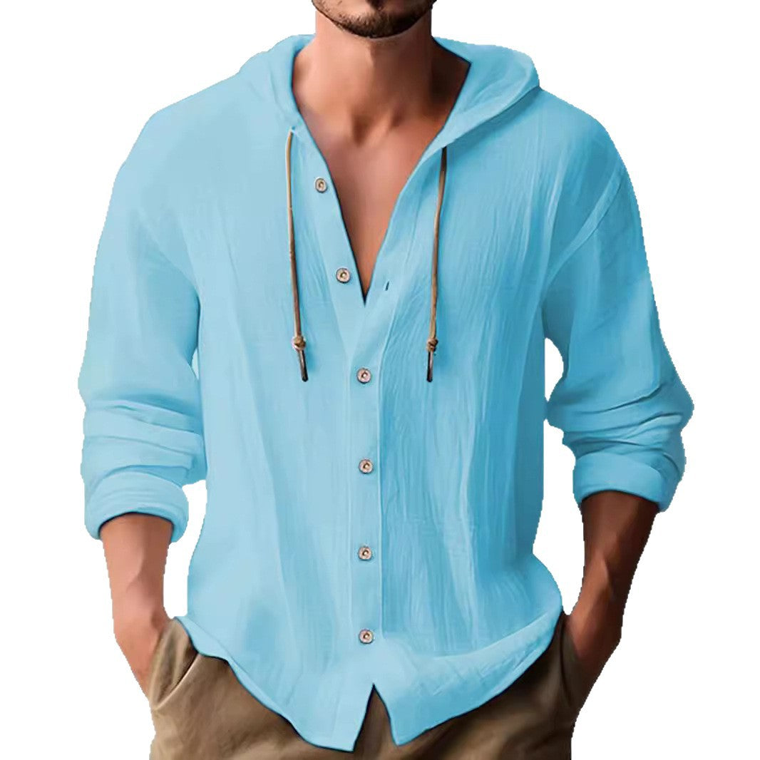 Herren Freizeit-Hemd mit Kapuze und Knopfleiste Aliams