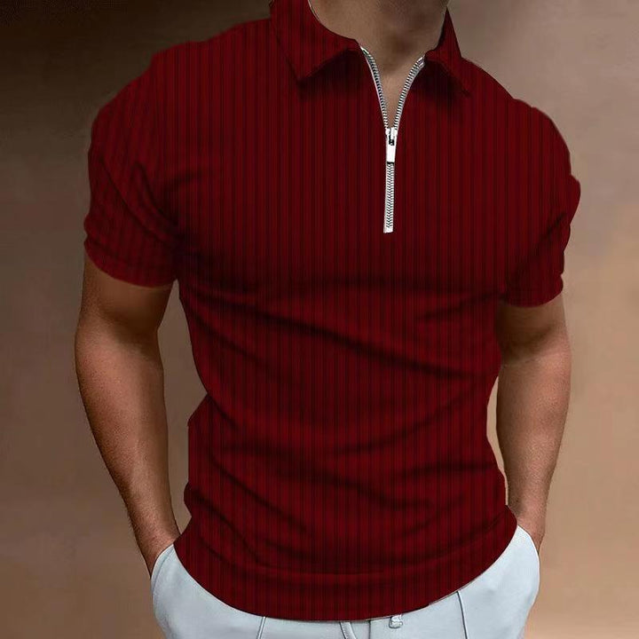 Herren Kurzarm Polo-Hemd mit Reißverschluss und strukturiertem Design Aliams