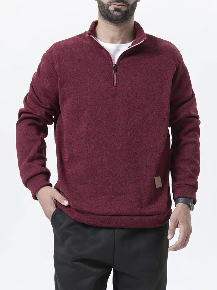Herren Fleece-Pullover mit halbem Reißverschluss und strukturiertem Design Aliams