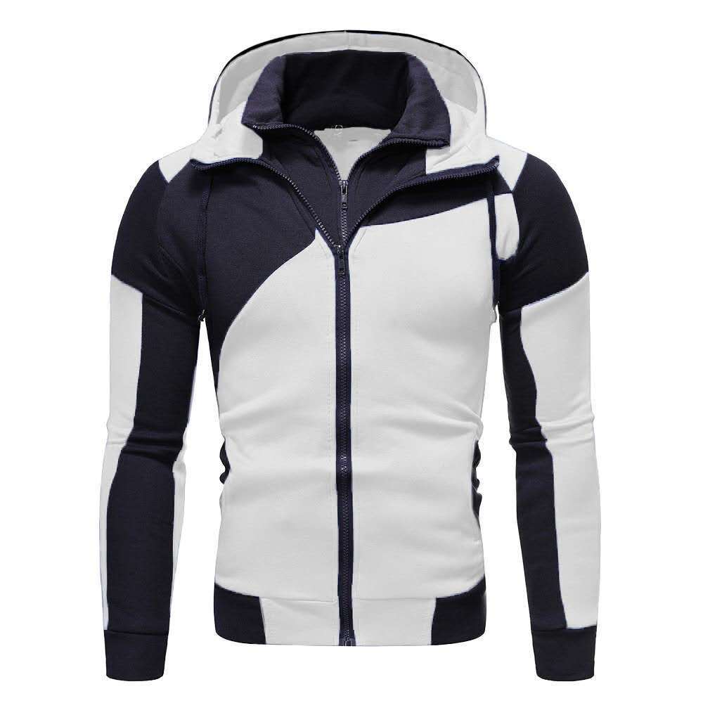 Herren sportliche Jacke mit innovativem Patchwork-Design und Kapuze Aliams