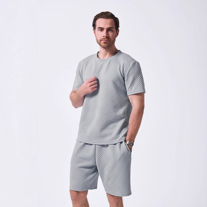 Herren sportliches Freizeit-T-Shirt und Shorts Set mit strukturierter Oberfläche Aliams