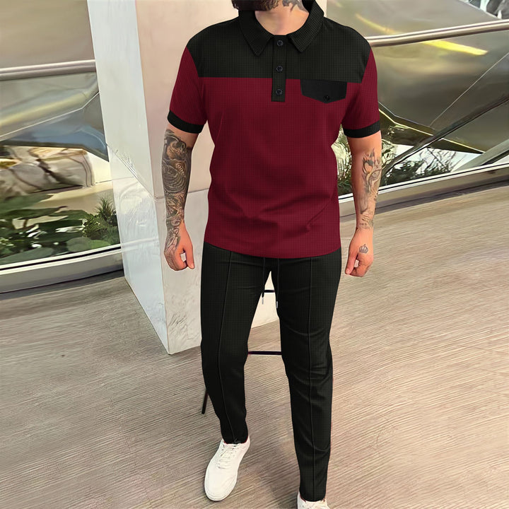 Herren Elegantes Polohemd und schicke Anzughose Set Aliams