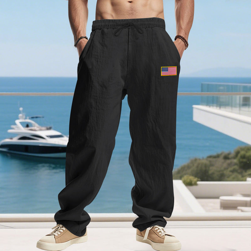 Herren Bequeme Freizeit-Cargo-Hose mit elastischem Bund und Seitentaschen Aliams