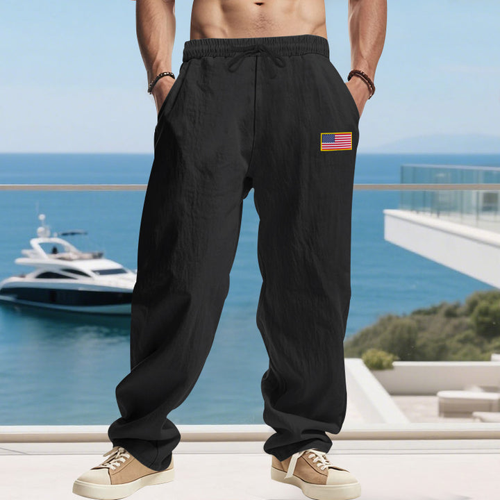 Herren Bequeme Freizeit-Cargo-Hose mit elastischem Bund und Seitentaschen Aliams