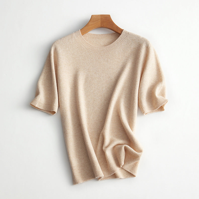 Damen Kurzarm Cashmere-Mix Pullover Aliams