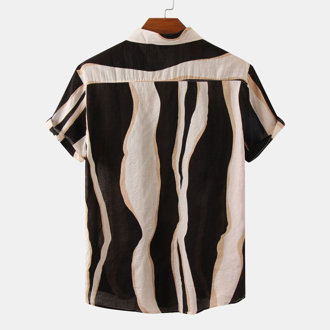 Herren Kurzarmhemd mit abstraktem Muster und leichtem Stoff Aliams