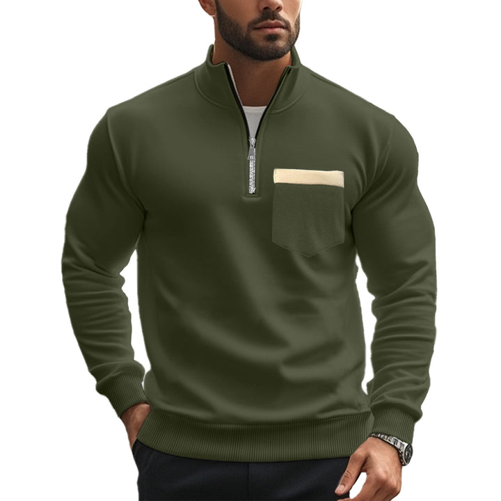 Herren Sportlicher Halben-Reißverschluss Pullover mit funktionaler Brusttasche Aliams