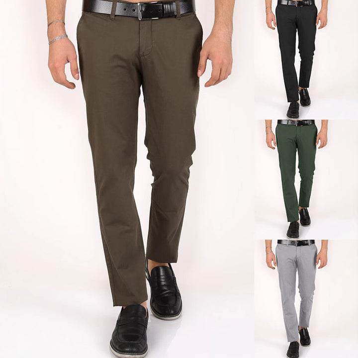 Herren Klassische Chinohose mit schmalem Schnitt und elastischem Bund Aliams