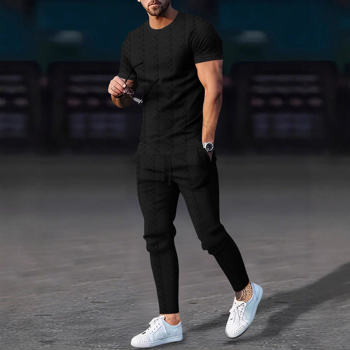 Herren stilvolles Freizeit-Set mit strukturierter Textur Aliams