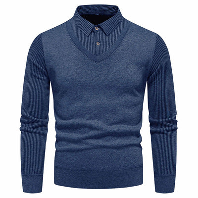 Herren eleganter Strickpullover mit V-Ausschnitt und strukturierten Ärmeln Aliams