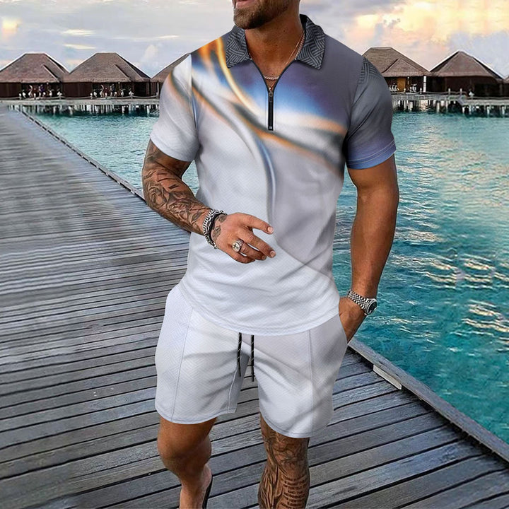 Herren Sportliches Oberteil mit kurzem Reißverschluss und stylischen Shorts Aliams