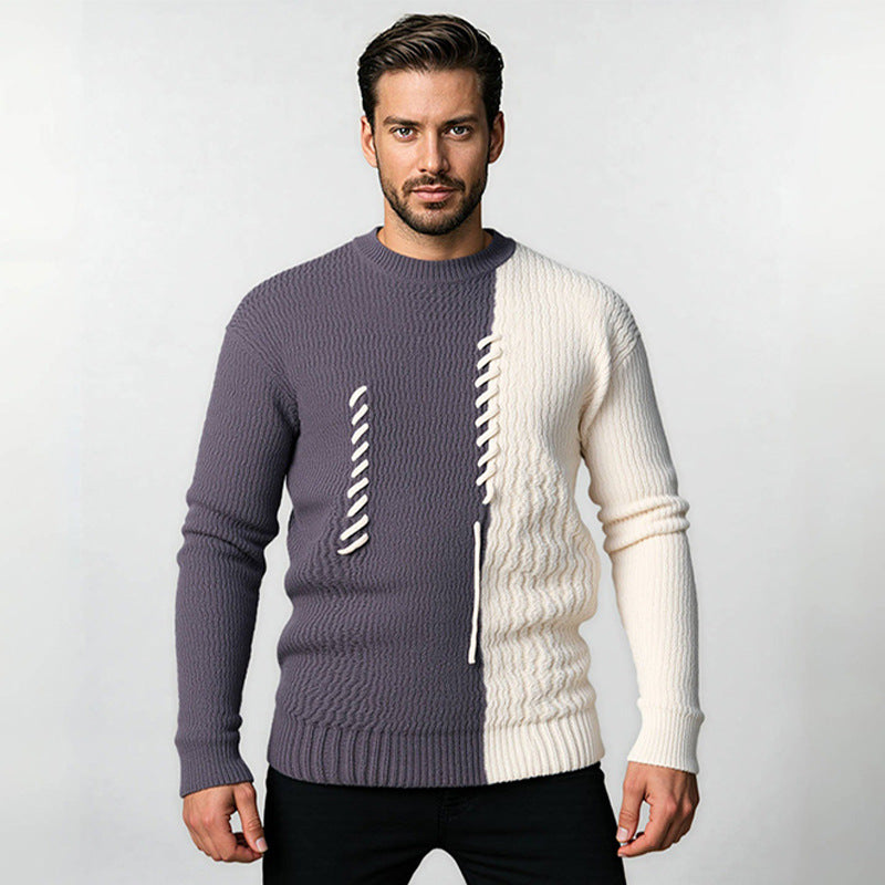 Herren Strickpullover mit modernem Struktur-Design und kontrastierenden Mustern Aliams