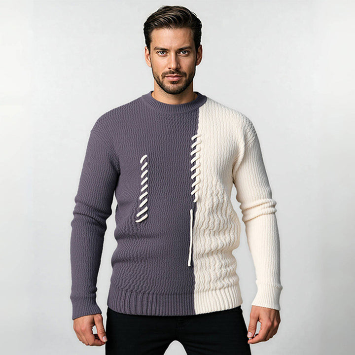 Herren Strickpullover mit modernem Struktur-Design und kontrastierenden Mustern Aliams