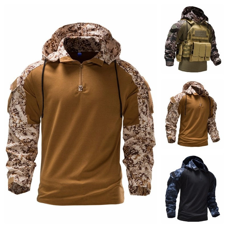 Herren taktischer Pullover mit Kapuze und Camouflage-Ärmeln Aliams