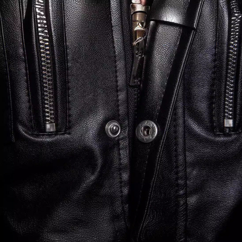 Herren Elegante Biker-Lederjacke mit asymmetrischem Reißverschluss und praktischen Taschen Aliams