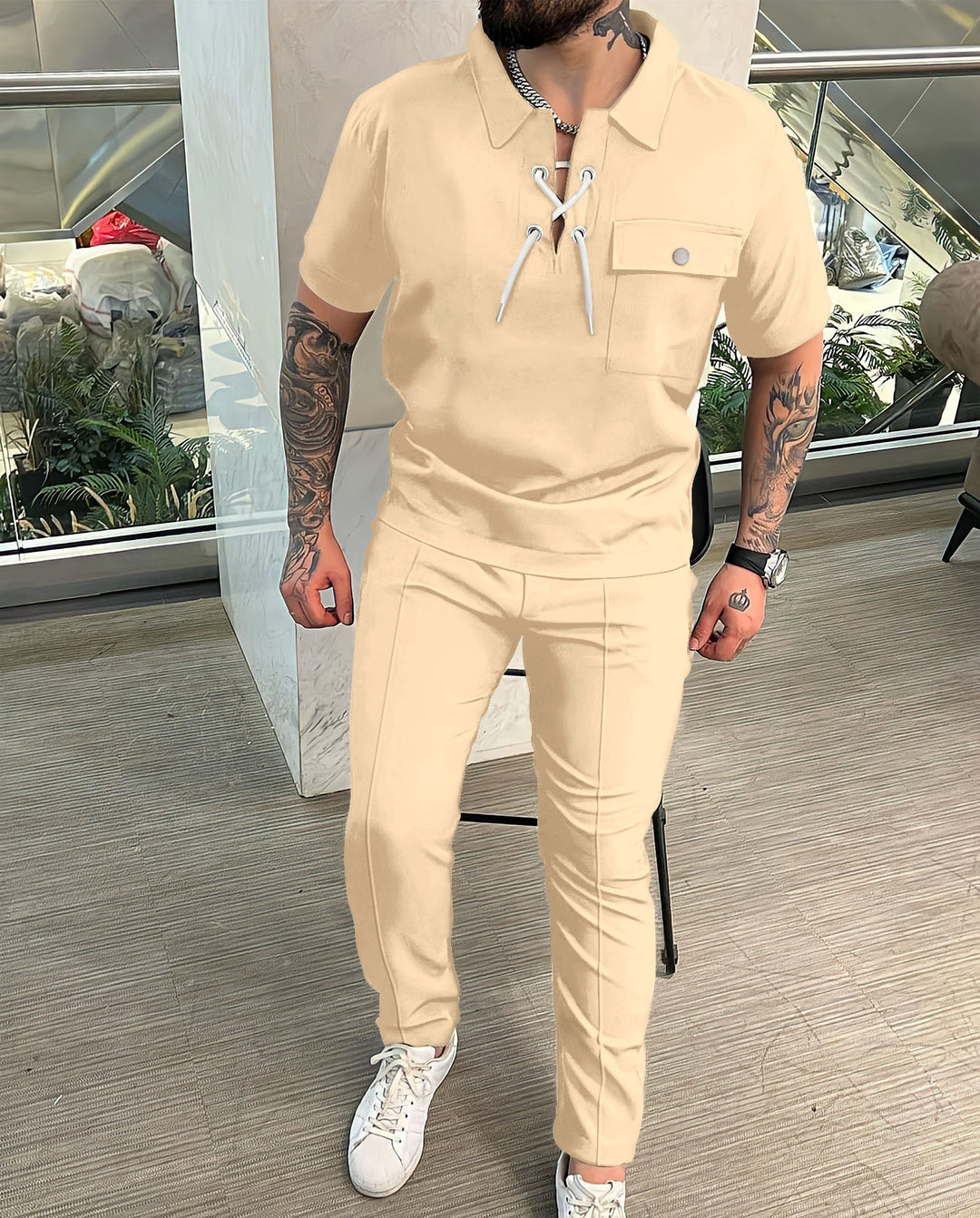 Herren entspannender Freizeitanzug mit hilfreichen Taschen Aliams