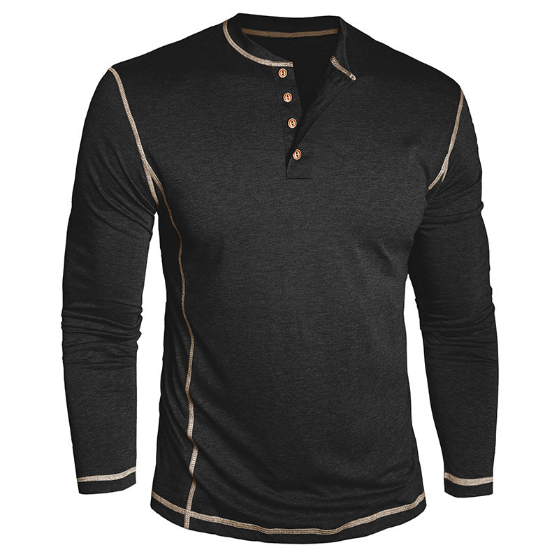 Herren Elegantes Langarmshirt mit Knopfleiste Aliams