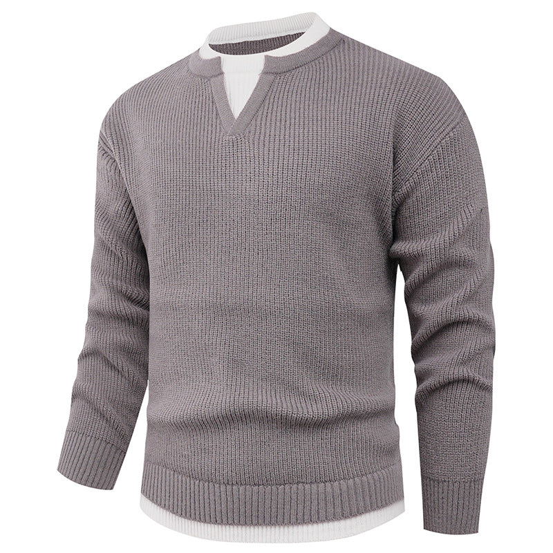 Herren Strickpullover mit V-Ausschnitt und feiner Struktur Aliams