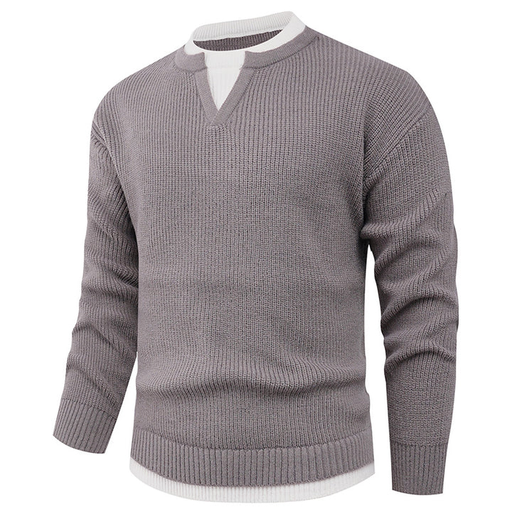 Herren Strickpullover mit V-Ausschnitt und feiner Struktur Aliams