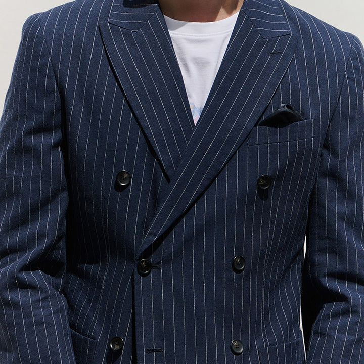 Herren Doppelreiher Blazer mit feinen Nadelstreifen Aliams