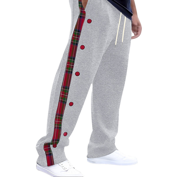 Herren Sportliche Freizeithose mit Knopfleisten und Karomuster Aliams