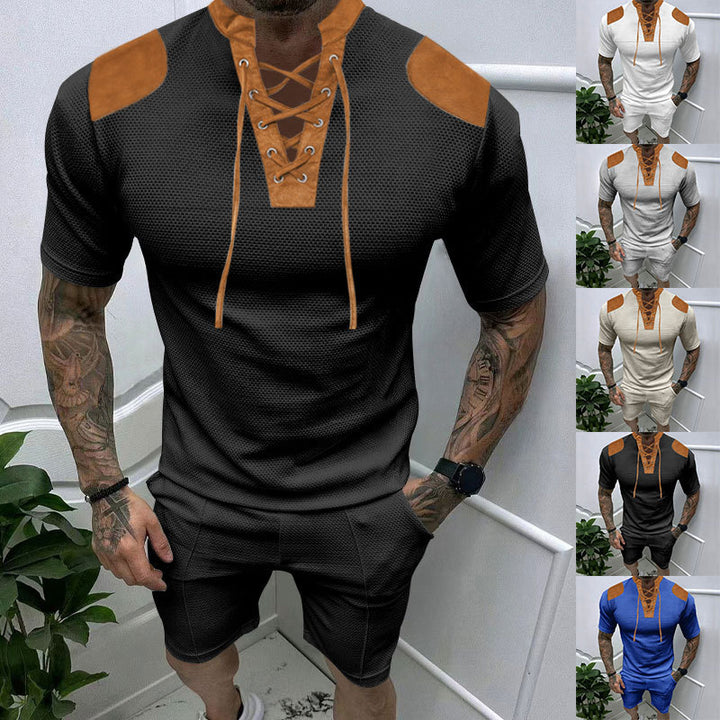 Herren trendiges Sport-T-Shirt mit einzigartigem Schnürdesign und atmungsaktivem Gewebe Aliams