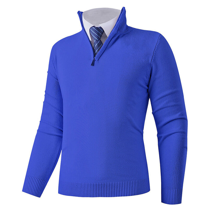 Herren Strickpullover mit modernem Reißverschluss und elastischem Saum Aliams