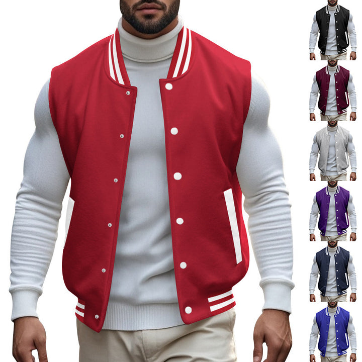 Herren Baseballjacke im sportlichen Stil mit praktischen Taschen und kontrastierenden Einsätzen Aliams