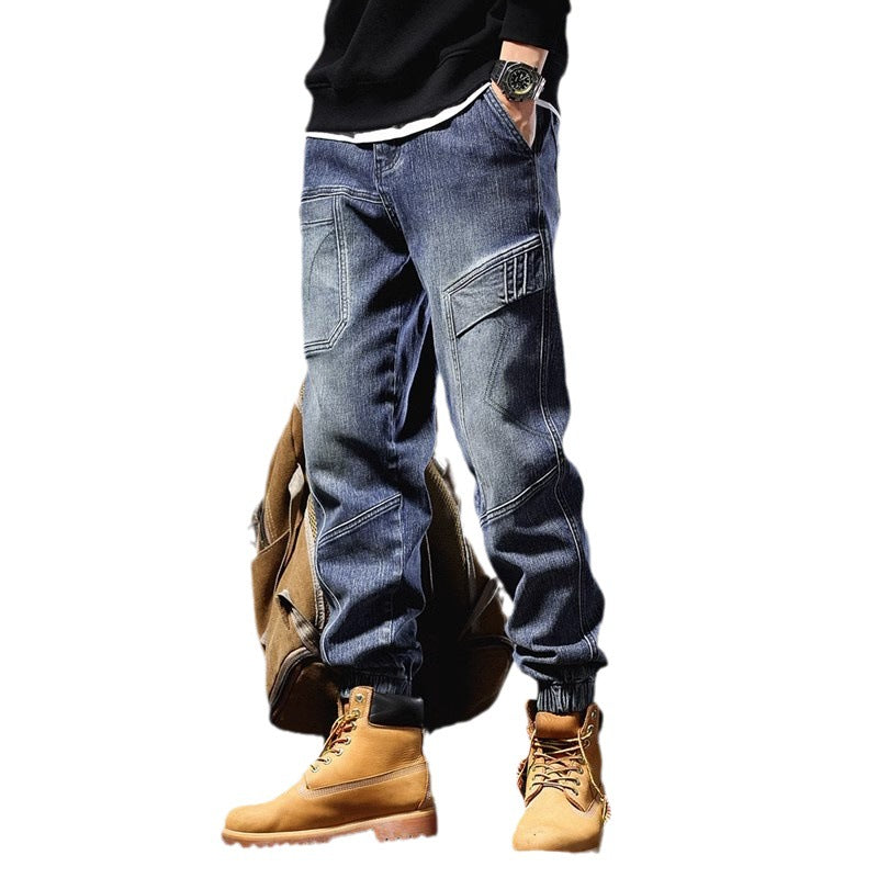 Herren Cargo-Jeans im urbanen Design mit multifunktionalen Taschen und elastischem Bund Aliams