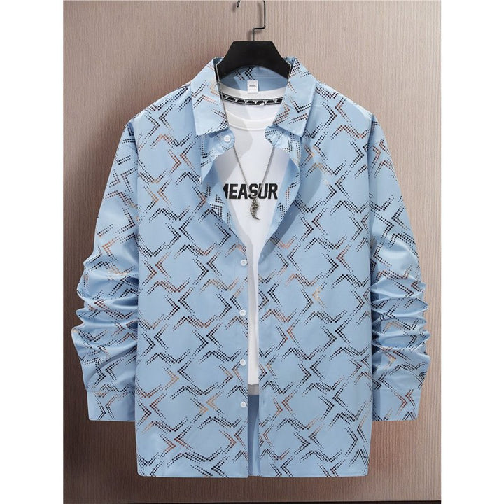 Herren elegantes Langarmhemd mit modernem Muster und atmungsaktiver Oberfläche Aliams