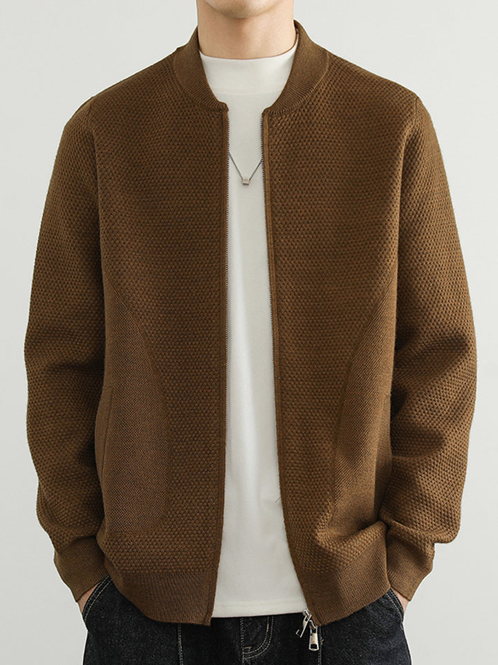 Herren Jacquard Sweatjacke mit Reißverschluss und praktischen Taschen Aliams