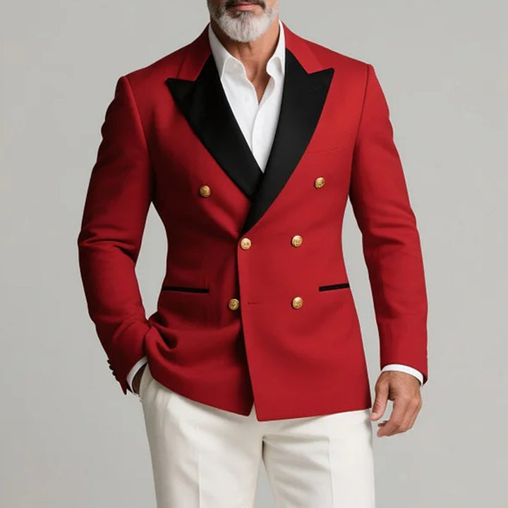 Herren eleganter Zweireiher Blazer mit luxuriösen Knopfdetails und schicken Aufschlägen Aliams