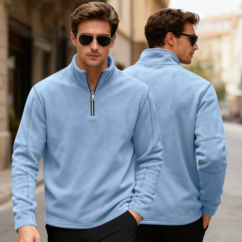 Herren Fleece-Pullover mit kurzer Reißverschlussöffnung Aliams