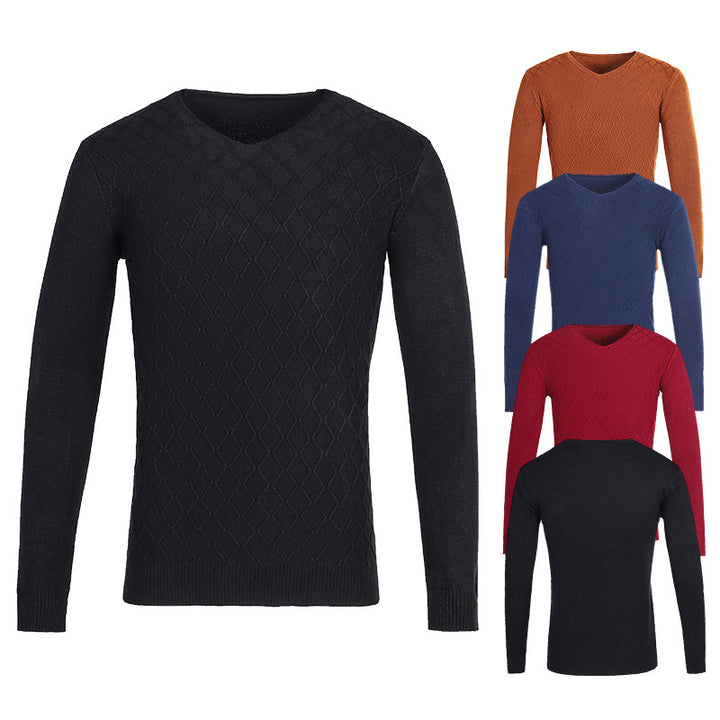 Herren V-Ausschnitt Pullover mit Strukturmuster Aliams