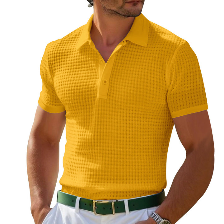Herren Poloshirt mit strukturiertem Gewebe und modernen Knopfdetails Aliams