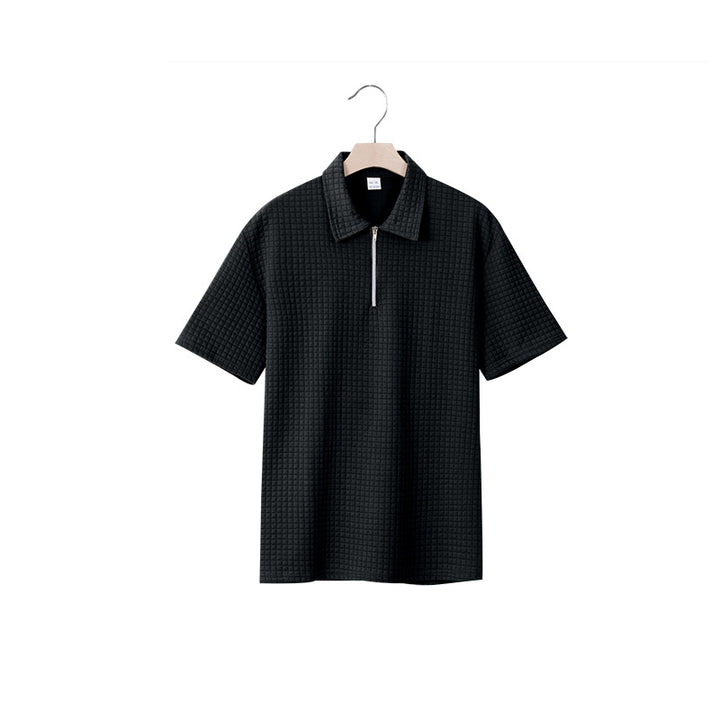 Herren Kurzarm Polo-Shirt mit strukturiertem Design und Reißverschluss Aliams